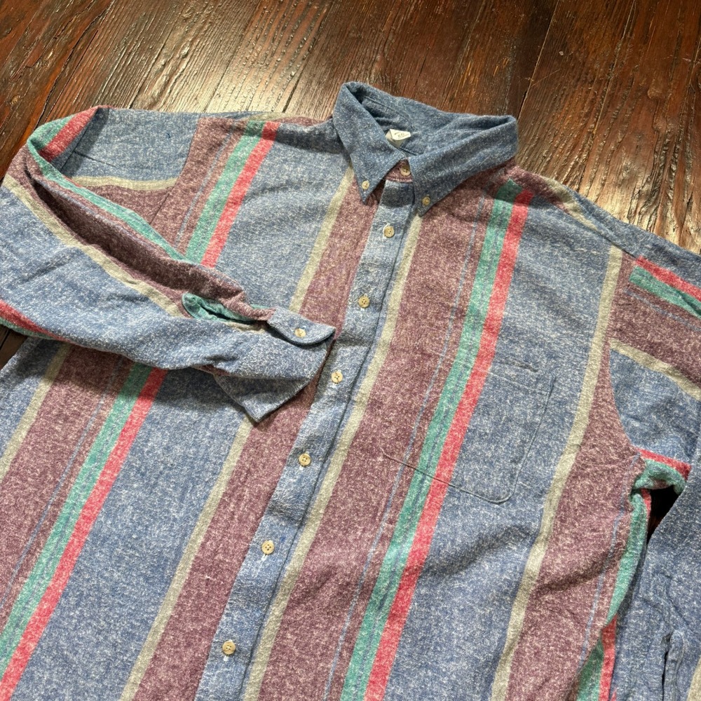 Vintage 90s Saddlebrook Shirt Mens XL Blue Striped Button Down Made in USA